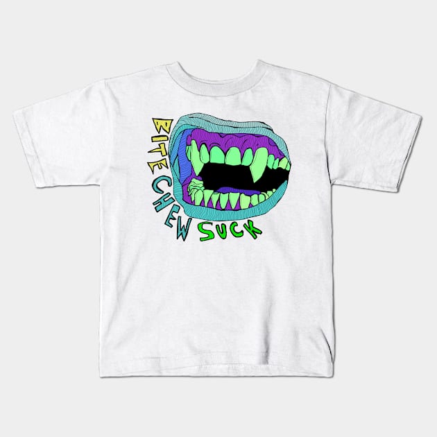 Bite... Chew... Sucks! Kids T-Shirt by Travnash